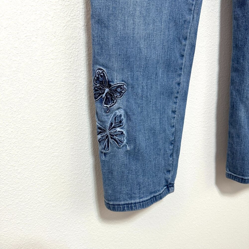 MICHAEL Michael Kors Embroidered Butterfly Straight Leg Jeans Size 10 - Picture 4 of 11